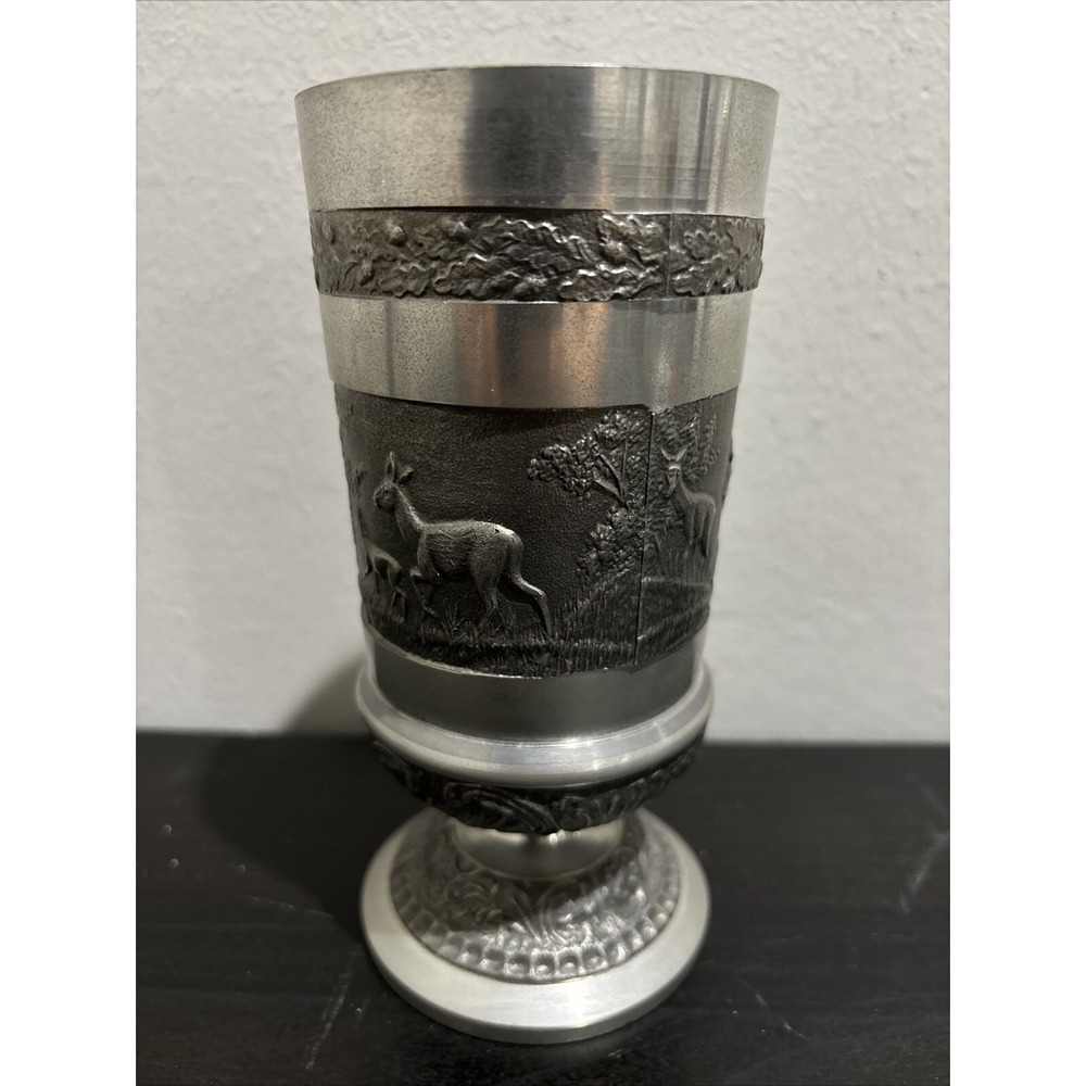 Vintage Mullingar Ireland Pewter Goblet with Deers - Picture 1 of 16